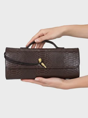 Classic Brown Leather Clutch